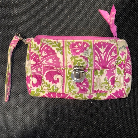 Vera Bradley Floral Pink and Green Wristlet - Picture 1 of 3